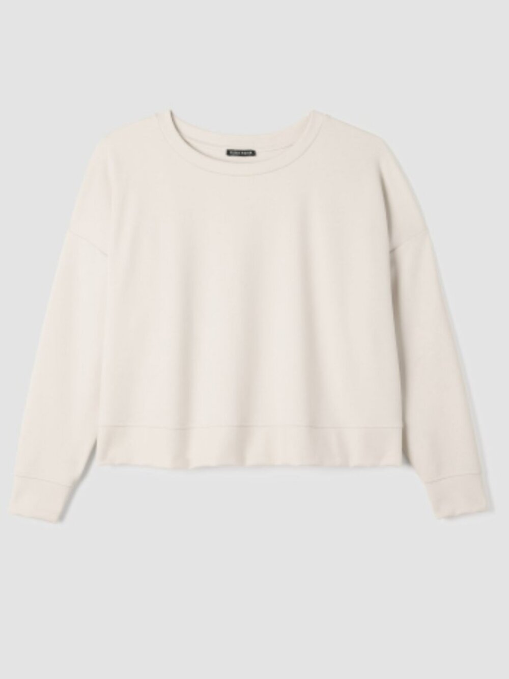 Eileen Fisher Lightweight Ponte Round Neck Top Cream Almond Boxy Long Sleeve – L - Picture 5 of 5